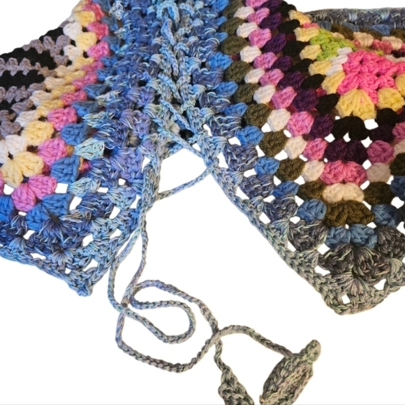 Handmade 6-in-1 Crochet Granny Square Crochet SwimTop Skirt Shawl Scarf Hat OOAK - Picture 9 of 17